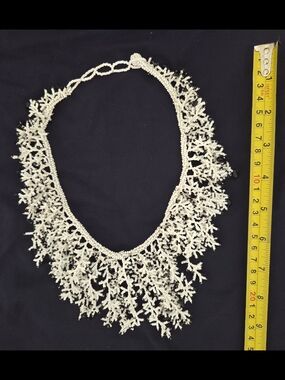Handmade Beaded Coral Fringe Necklace